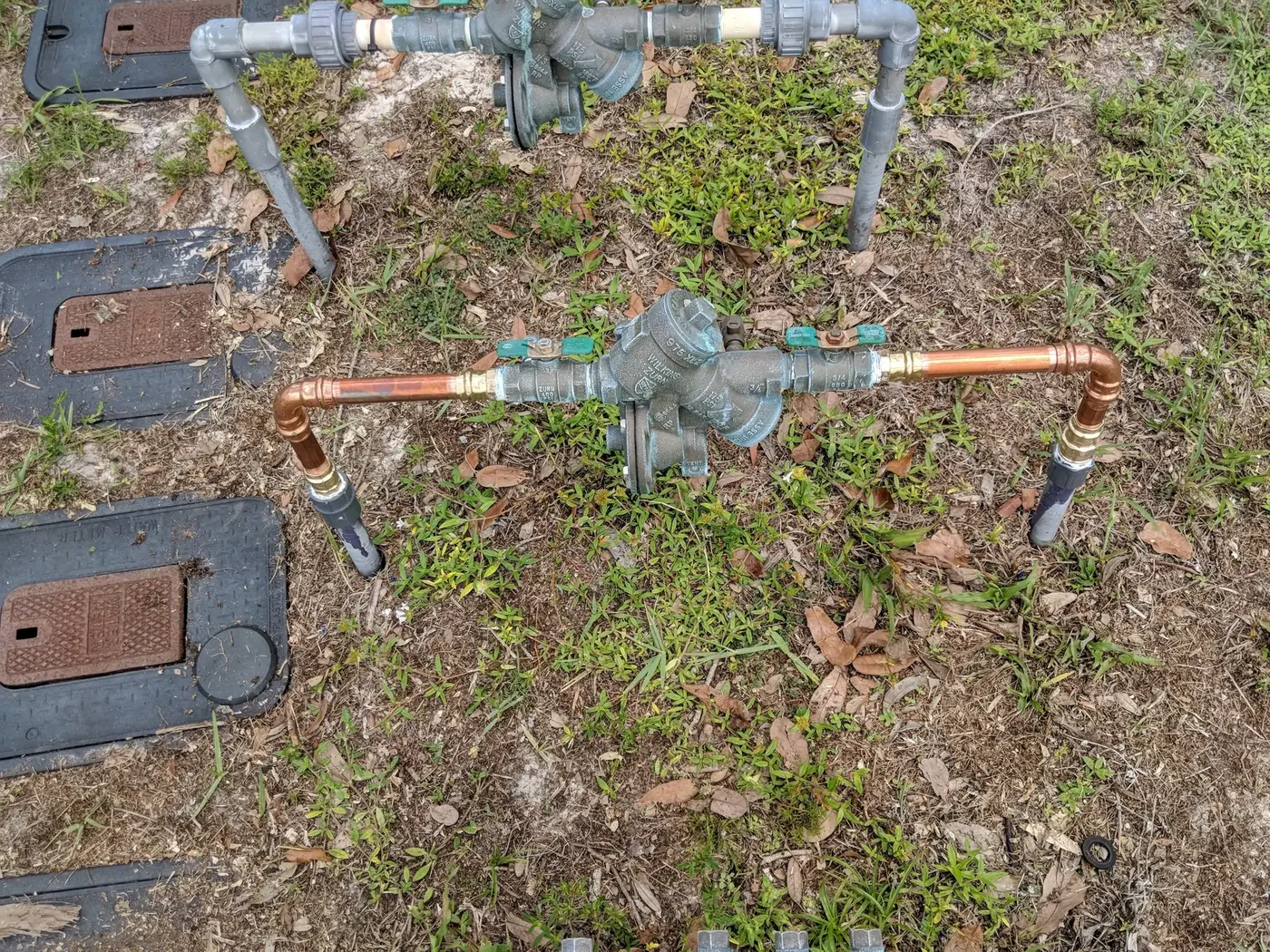 Backflow prevention assembly connected with copper piping