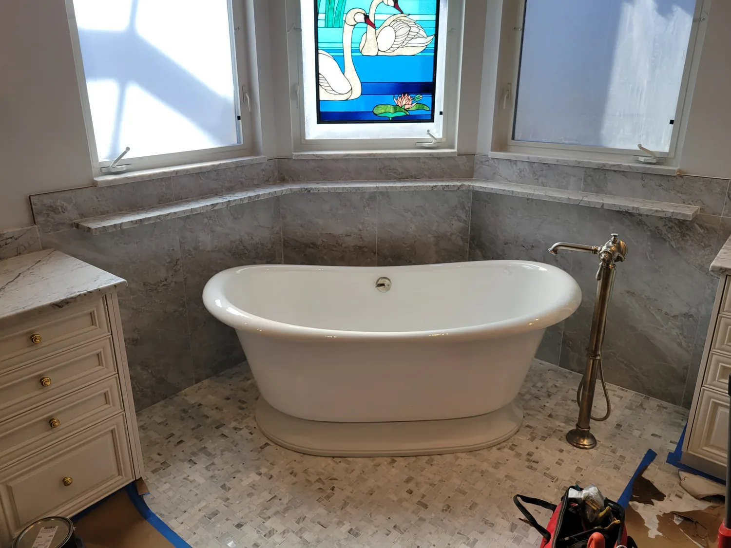 Bathroom remodeling plumbing and freestanding tub