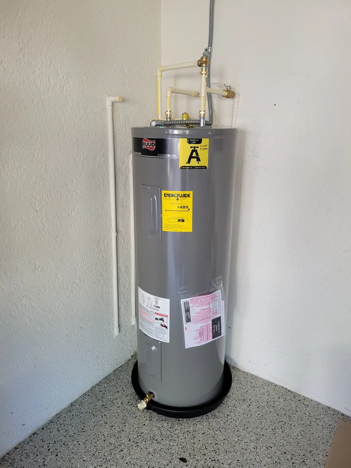 Electric water-heater installation by A. Plumbing Pro